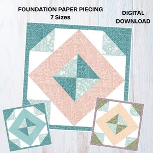 FPP Quilt block - Foundation Paper Piecing Pattern, Mosaic Quilt Block, PDF Download, Multiple Sizes