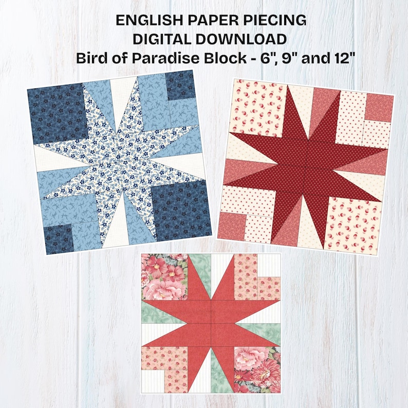 Bird of Paradise Quilt Block Pattern, EPP Patterns, English Paper ...