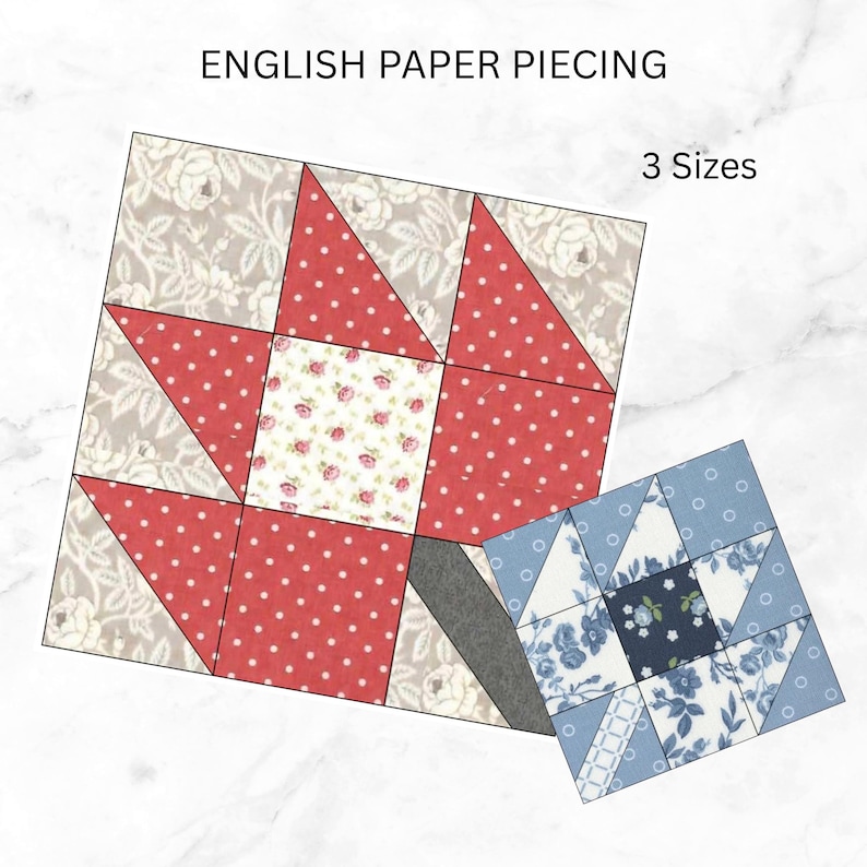 Patrón de bloque de edredón de hoja de arce: EPP y costura tradicional (descarga en PDF, tamaño de bloque de 6 a 12 pulgadas) imagen 1