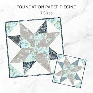Star Quilt Block Foundation Paper Pieced Pattern: 7 Sizes (PDF Download, FPP)