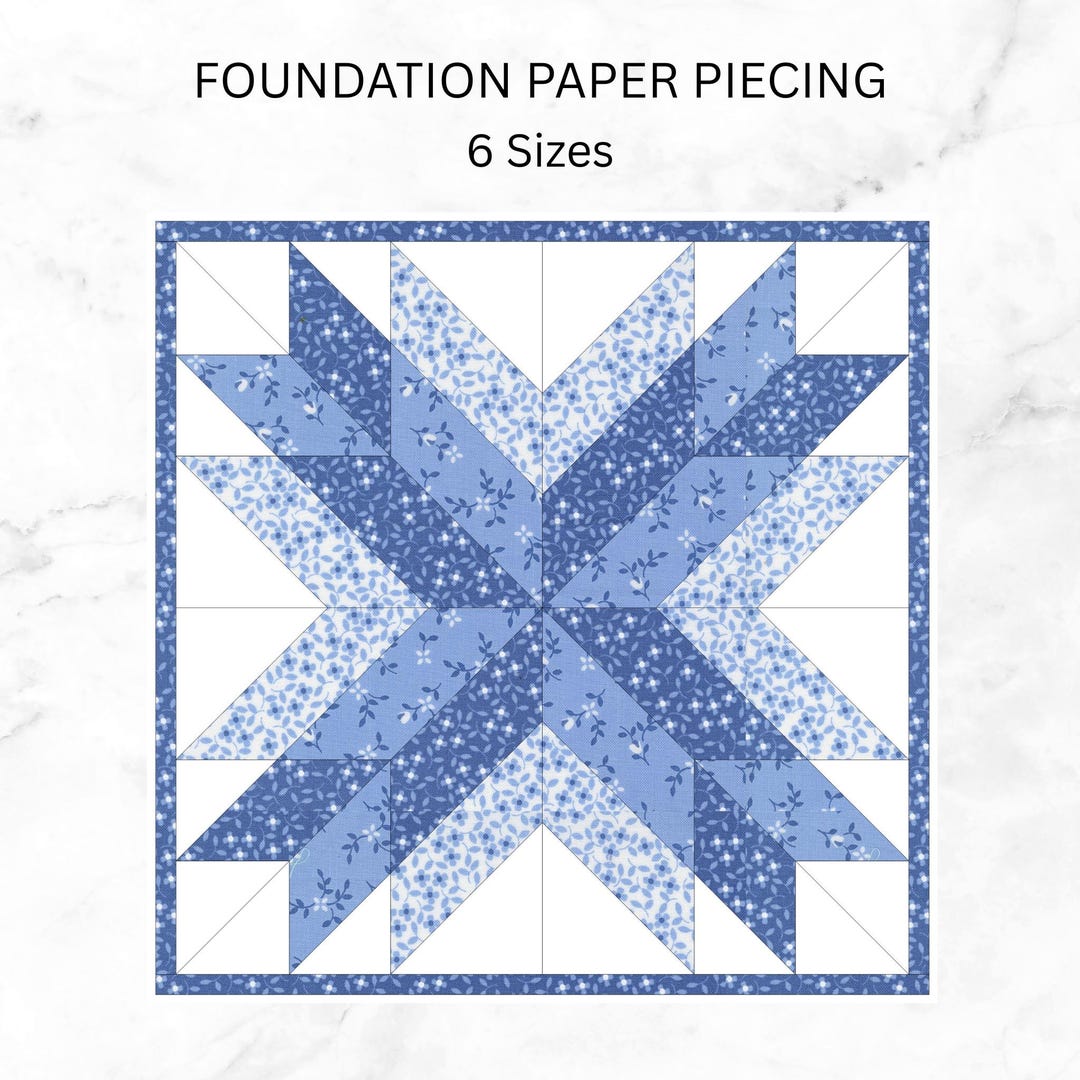 Star Quilt Block Pattern | FPP Foundation Paper Piecing PDF | 6 Sizes ...
