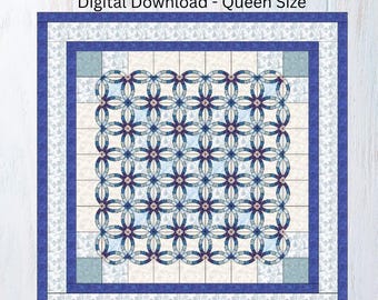 Double Wedding Ring Quilt Pattern: Queen Size, Paper Piecing (PDF Download)