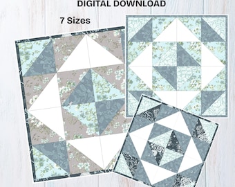 Mosaic Foundation Paper Pattern, FPP, 7 Grössen, Schnittmuster, Quiltblock, PDF Download
