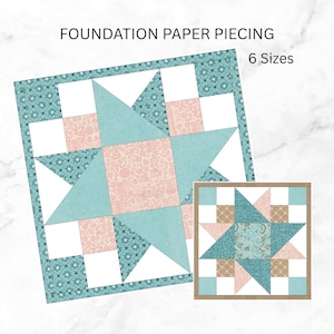 Stern-Mosaik-Basis-Anleitung, FPP, Quilt-Block, PDF-Download, mehrere Größen, Papierstück