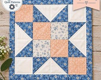Winged Four Patch Star Quilt Block FPP Pattern, Foundation Paper Piecing, Multiple sizes (PDF Download)