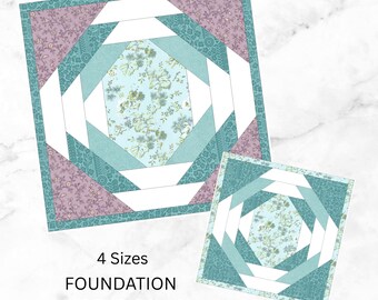 Pineapple Quilt Block Foundation Paper Piecing Pattern: 4 Sizes (PDF Download, FPP)