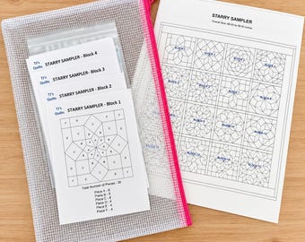 Starry Sampler Quilt EPP Templates - Ready to Cut – Includes Storage Bags, Block Guides