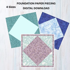 Diamond in a Square Quilt Block Pattern: FPP 4 Sizes (PDF Download) Foundation Paper Pieced