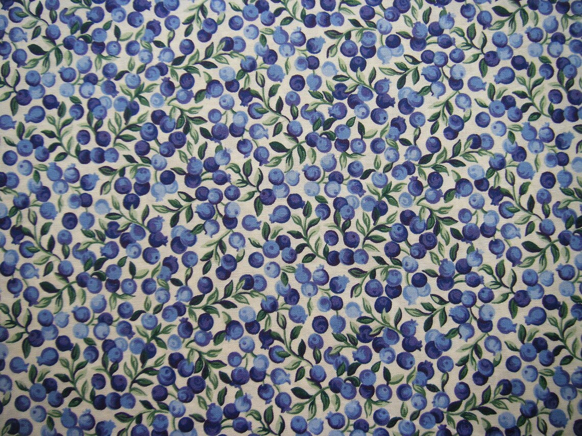 Cotton Fabric Lots of Blueberries great for quilting or Etsy