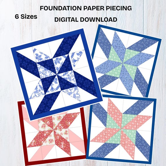 Violeta Stars quilt pattern foundation paper pieced layered star blocks