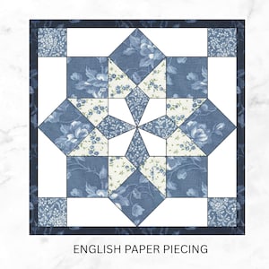 English Paper Piecing Quilt Pattern, 3 sizes, EPP Quilting Pattern, PDF Download, Printable templates, EPP Quilt Block Pattern
