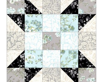Quilt Block Pattern PDF - English Paper Piecing (EPP) & traditional Piecing - printable templates - Single block - 6", 9" and 12" - digital