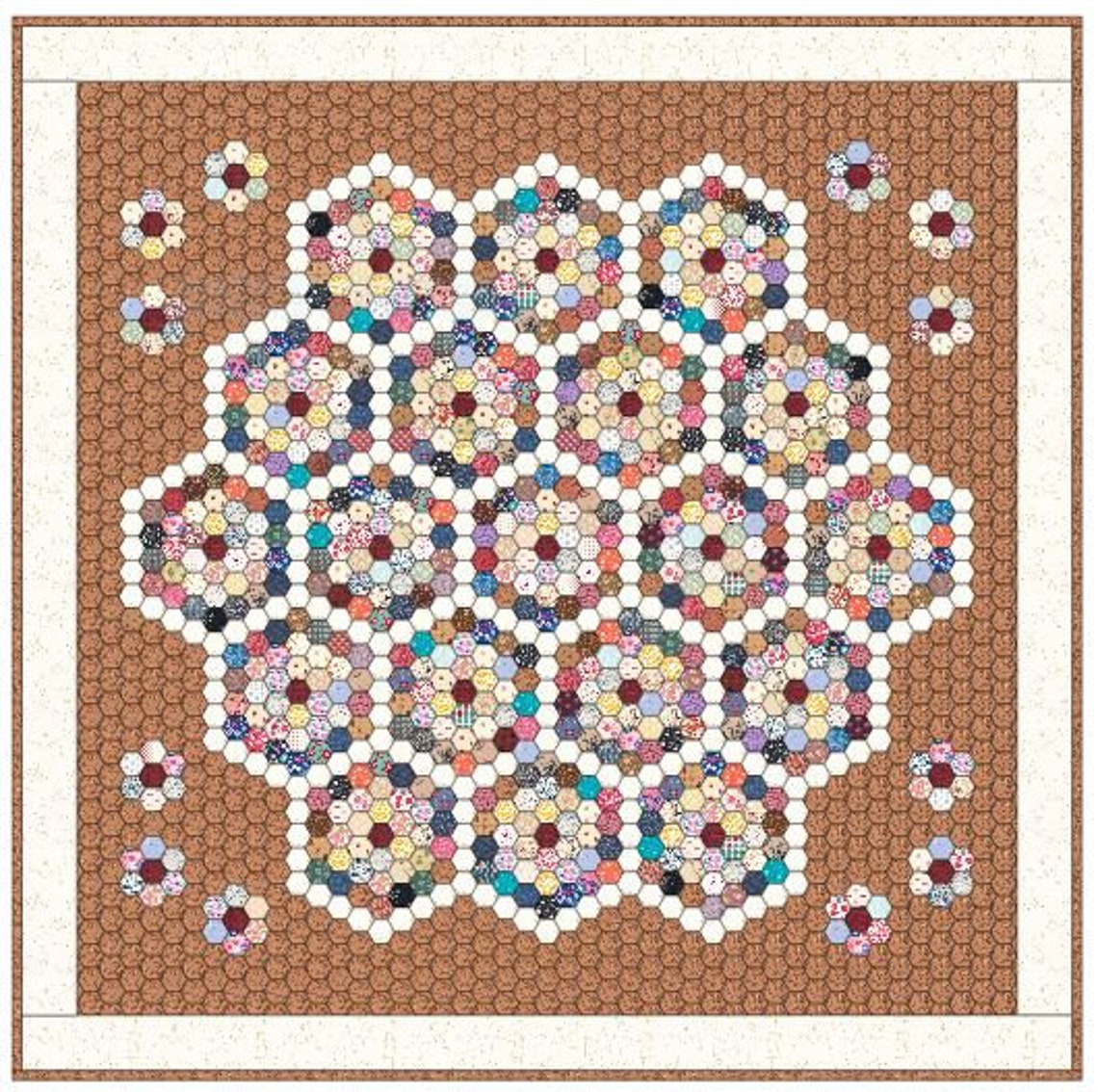 PDF Quilt Pattern for EPP Hexagons Shirleys Garden Etsy Australia
