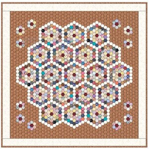 Paper Pieced Quilt - Hand sewing - Hexies - English Paper Piecing Quilt Pattern - PDF
