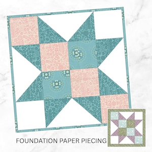Winged Four Patch Quilt Block Pattern, Foundation Paper Piecing, Multiple Sizes (PDF Download)