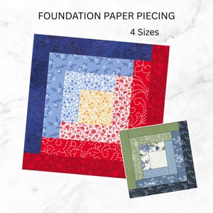 Patrón de base de bloques de edredón de cabaña de troncos (Paper Pieced): Varios tamaños (Descarga PDF)