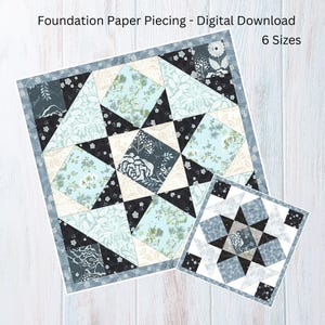 Foundation Paper Piecing Pattern, FPP, 6 sizes, FPP Quilt Block, PDF Download, Paper Pieced Quilt Blocks, paper piecing patterns
