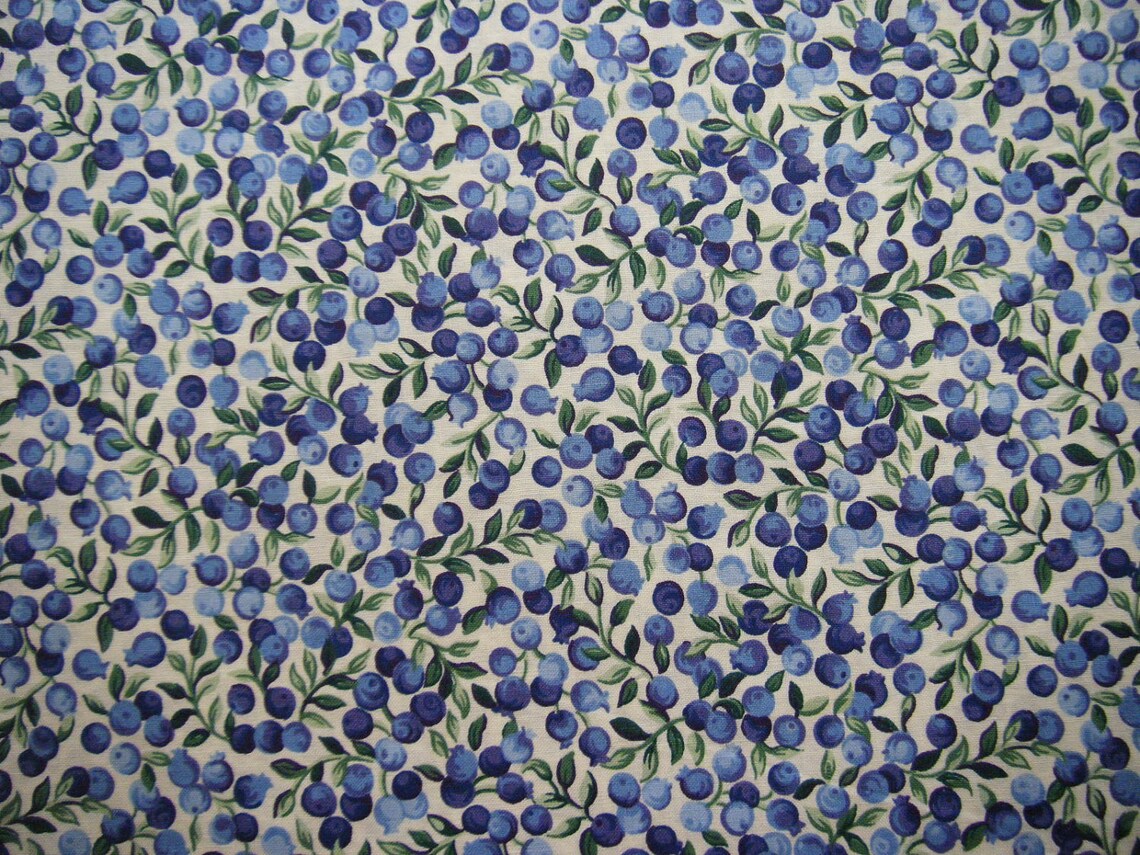 Cotton Fabric Lots of Blueberries great for quilting or Etsy