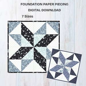 Star Foundation Paper Piecing Pattern, FPP, Quilt Block, PDF Download, Multiple Sizes