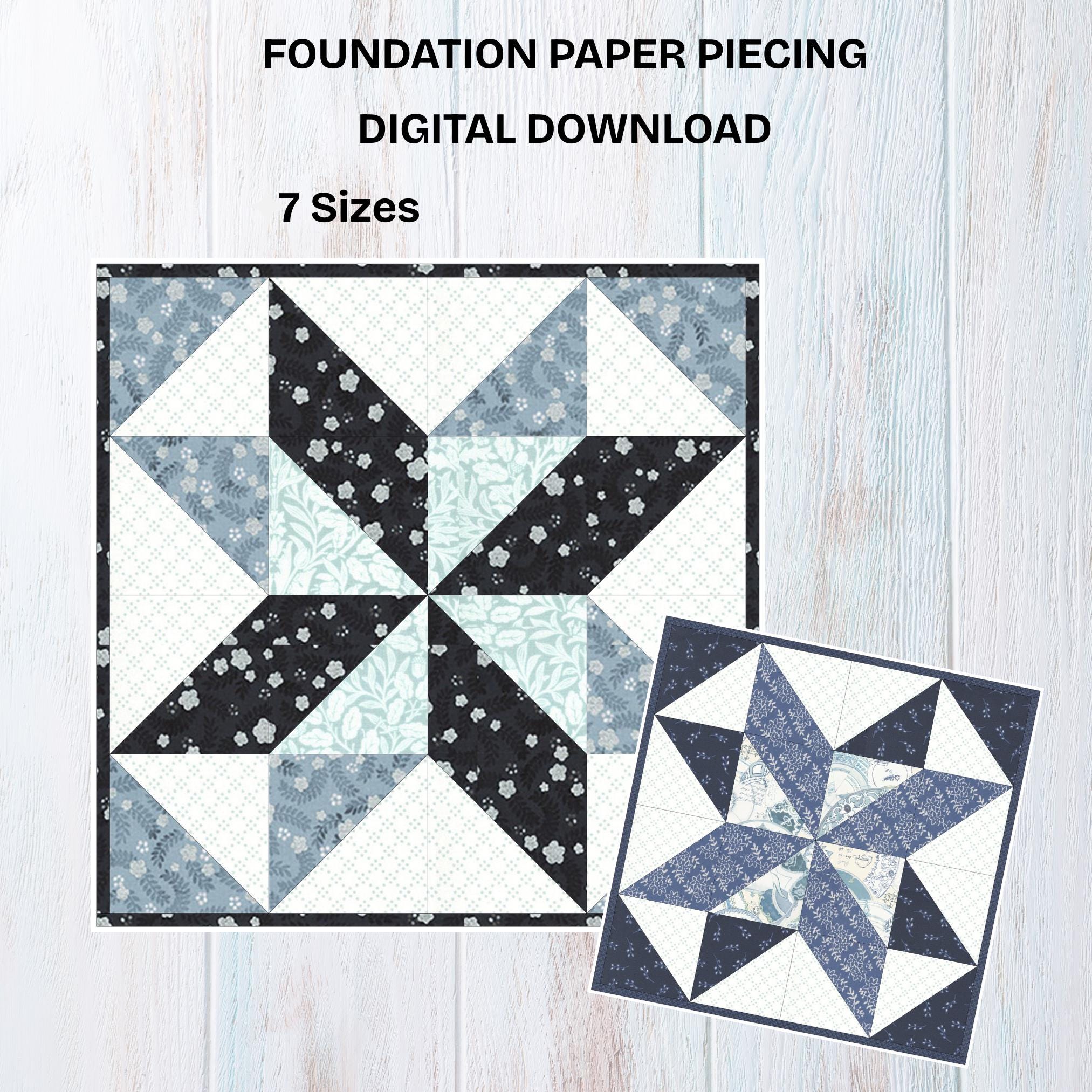 Star Quilt Block Pattern | FPP Foundation Paper Piecing PDF | 7 Sizes ...