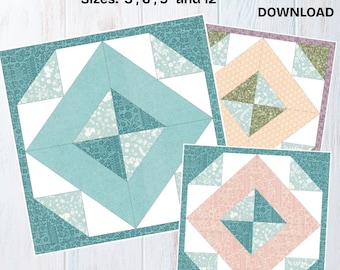 Mosaic Quilt Block Pattern: EPP Paper Piecing, Multiple Sizes (PDF Download)