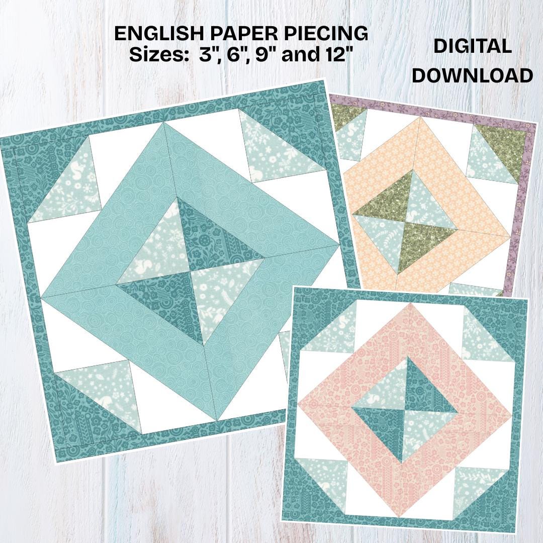 Mosaic Quilt Block Pattern: EPP Paper Piecing, Multiple Sizes (PDF  Download) - Etsy, image size:1080x1080