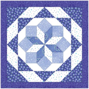 Rolling Star Engelse Paper Piecing (EPP)-quiltblokpatroon: handnaaisjabloon (pdf-download, meerdere formaten) op papier gesneden