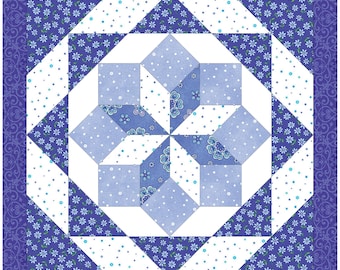 Patrón de bloque de edredón Rolling Star para patchwork inglés (EPP): Plantilla para coser a mano (Descarga en PDF, varios tamaños)