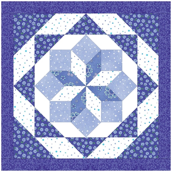 Rolling Star English Paper Piecing (EPP) Quilt Block Pattern: Hand Sewing Template (PDF Download, Multiple Sizes) Paper Pieced