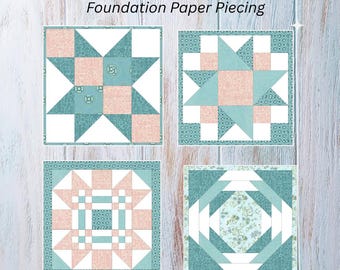 Four Quilt Block Patterns: FPP Multiple Sizes, Winged 4-Patch, Star, Mosaic (PDF Download) Found3ation Paper Pieced