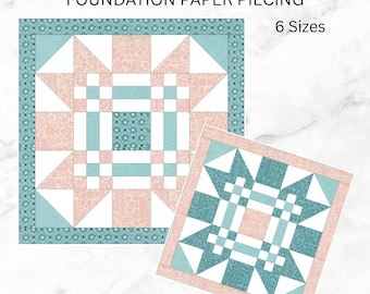 Missouri Puzzle Quilt Block Foundation Paper Piecing Pattern: Multiple Sizes (PDF Download) Paper Pieced