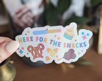 Here for the Snacks (Mickey Pretzel & Premium Ice Cream) Holographic Vinyl Stickers