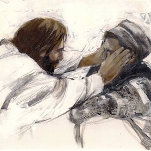 Digital file to print Jesus heals a blind man.