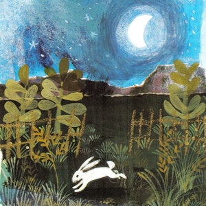 White Rabbit  ART PRINT Moonshine Hare Gift for Teachers Birthday