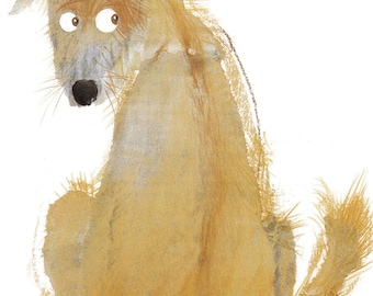 Scruffy Brown Dog Art Print: Signed Archival ink Illustration