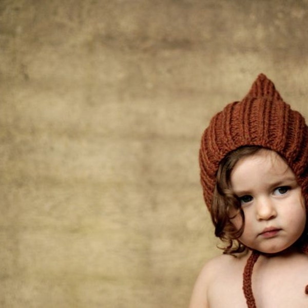 Chubby Pixie, Sienna, Toddler Size. Handmade, Vintage-Inspired Woollen Hat