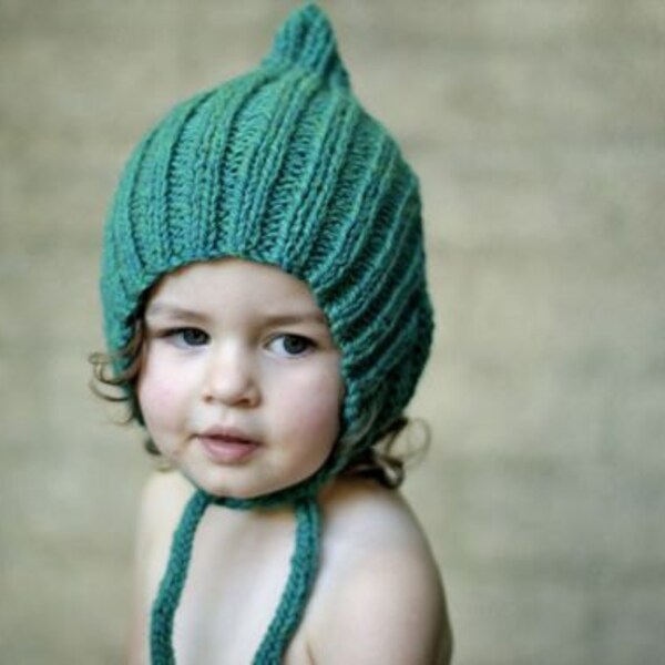 Chubby Pixie, Teal, Toddler Size. Handmade, Vintage-Inspired Woollen Hat