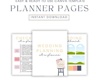 30+ pagina's Canva Wedding Planner Template Bundel, Bruiloft Planning, Trouwdag, Bruiloft Coördinatie, Bruiloft Planning Checklist, DIY Bruiloft