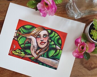 The Snake Tattoo Print, Tattooed Art, Tattoo Lady Prints, Limited Edition Prints, Giclée Art Prints