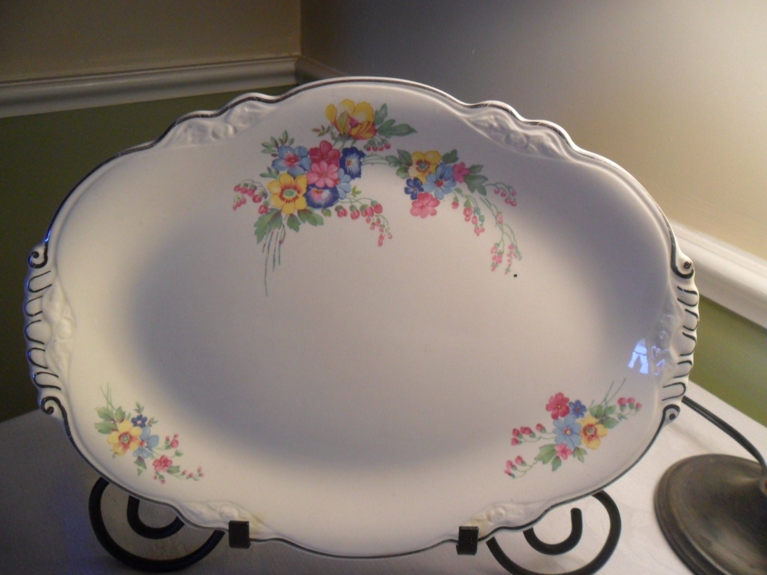 Homer Laughlin Virginia Rose Bouquet Platter Etsy