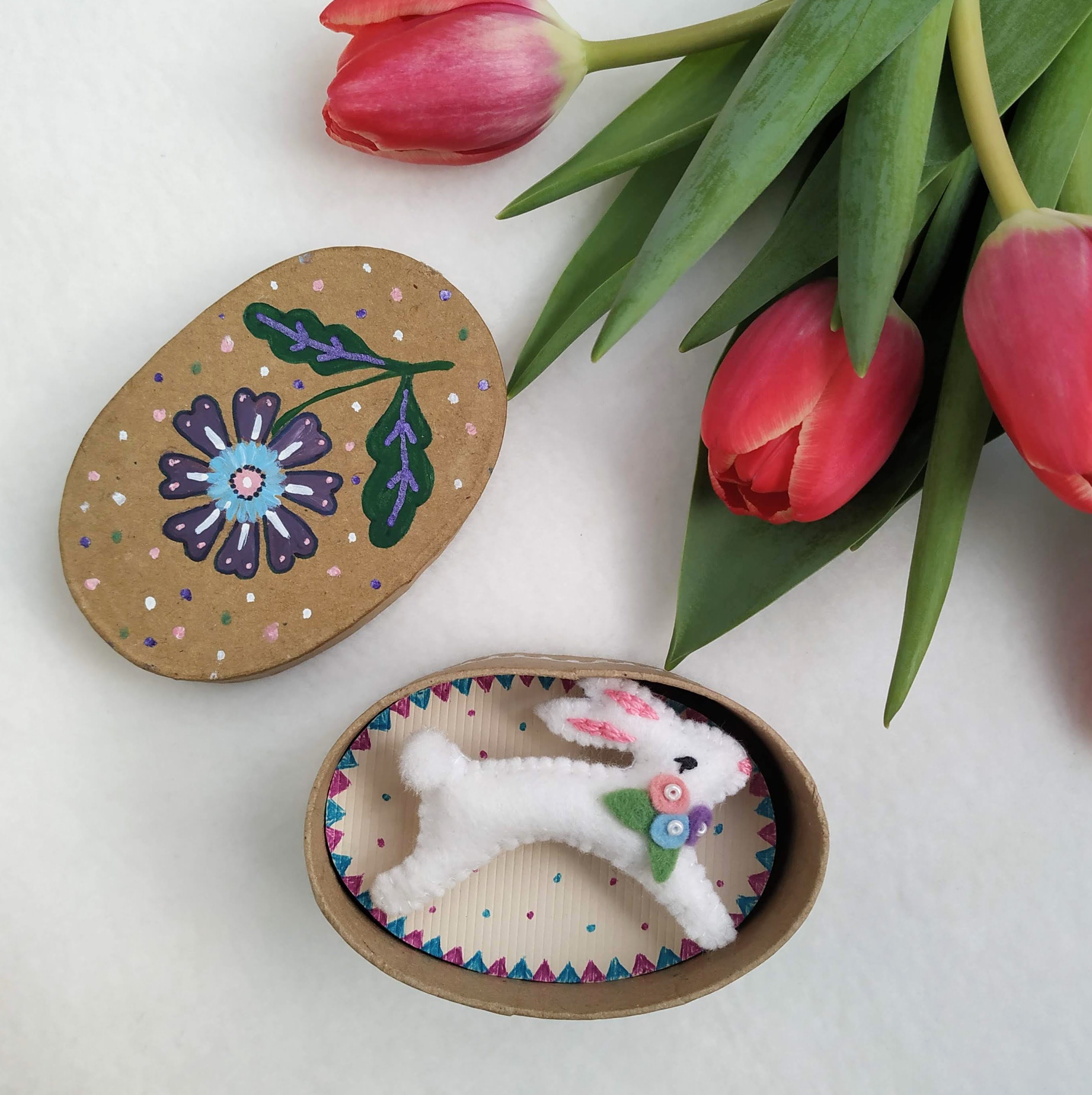 Felt bunny Easter brooch felt brooch in a painted box Etsy