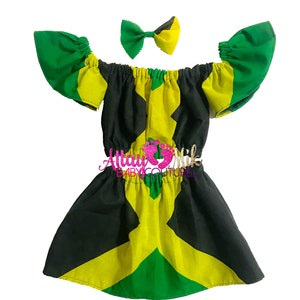 Jamaica Clothing. Baby ethnic Jamaican skirt-big hair-baby outfit. Jamacian flag outfit. Jamaican hairbow. Jamacian heritage outfit