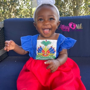 Ready to ship. Haiti clothing for babies. Haiti clothing. Haitian flag. Haitian outfit. Haitian. Haitian Clothes. Haiti flag cultural outfit