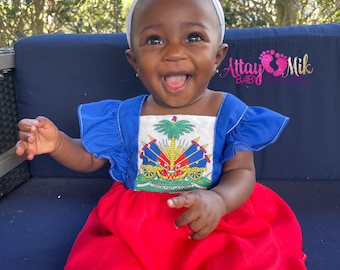 Ready to ship. Haiti clothing for babies. Haiti clothing. Haitian flag. Haitian outfit. Haitian. Haitian Clothes. Haiti flag cultural outfit