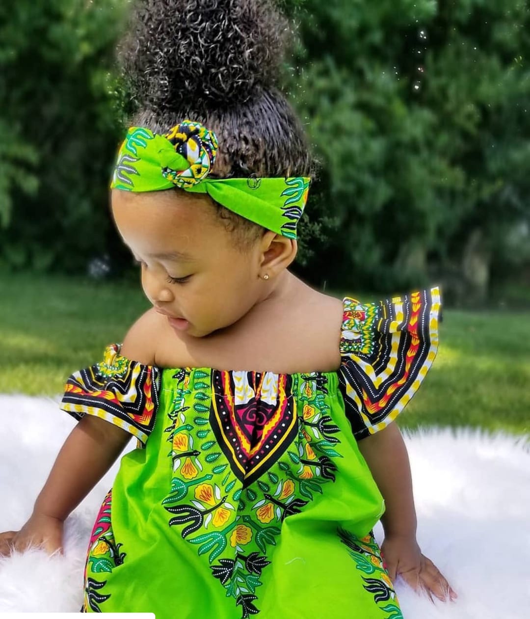 Baby African Clothing .african Bardot Dress. Baby off Shoulder Dashiki