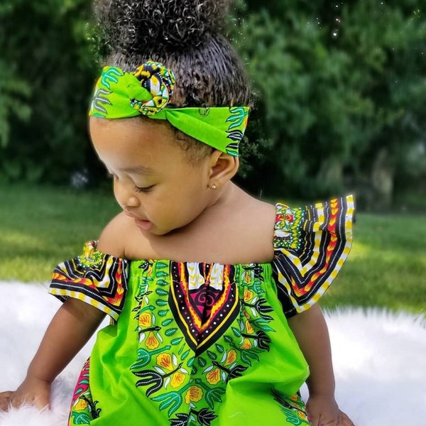 Baby african clothing .African Bardot dress. Baby Off shoulder dashiki dress. African outfit. African baby clothing.