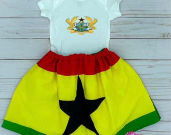 Ghana Clothing. Baby Ghana skirt . Ghana flag skirt.  flag skirt. Ghana clothing. Ghana carnival clothes. Ghana National Emblem. Ghana