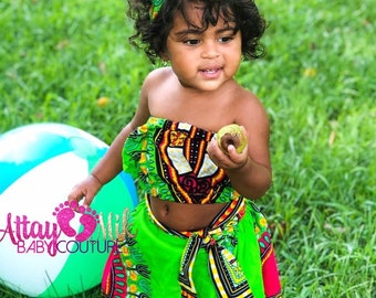 African Clothing. Baby Dashiki. Dashiki outfit. Mother Daughter outfit option availabe (see description).Lime Green Dashiki