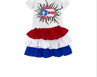 Puerto Rico Clothing. Baby Puerto Rican skirt . Puerto Rico flag skirt.  flag skirt. Puerto Rico clothing. Puerto Rican carnival clothes