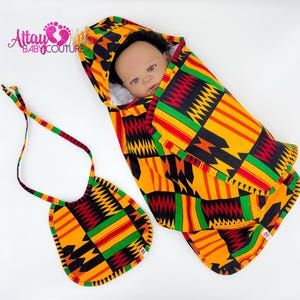 Afrikanischer Swaddle. Dashiki Geschenkset. Afrikanisches Babyshower Geschenk. Afrikanische Neugeborenen Essentials. Afrikanisches Baby Geschenk Set. Afrikanisches Baby Wrap.Dashiki Lätzchen.
